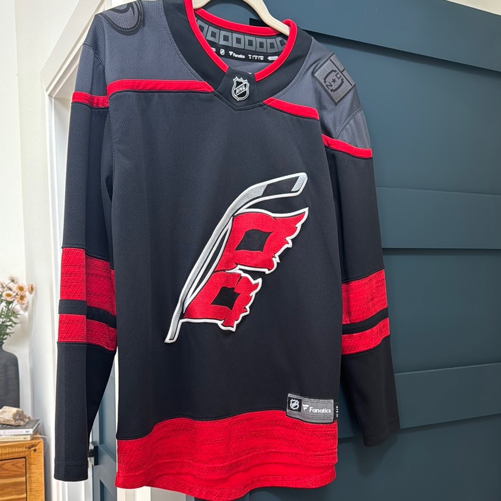 Fanatics Black and Red Hockey Jersey